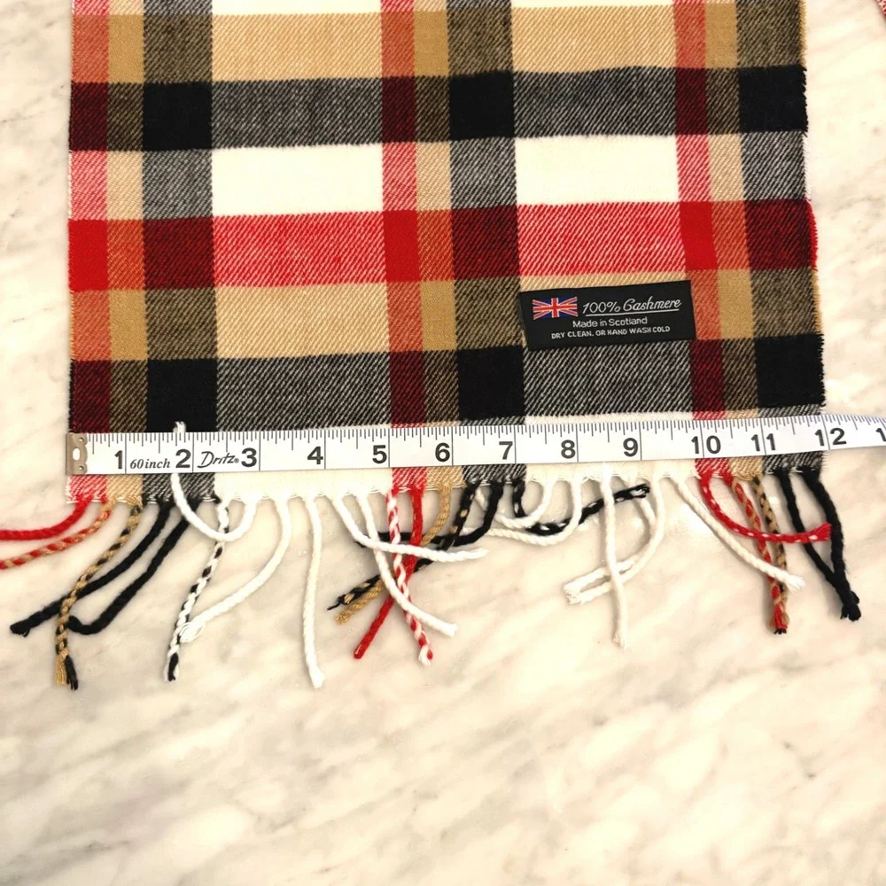Vintage Scotland 100% Cashmere Plaid Scarf‎ Tartan Fringe Unisex Winter Classic